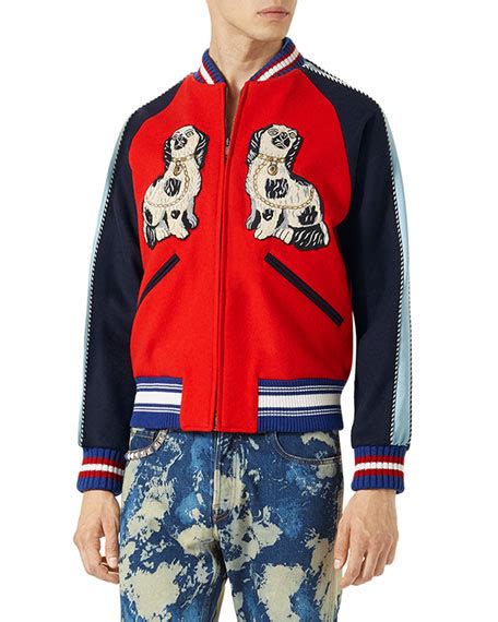 gucci king charles spaniel dog bomber jacket red|NWT GUCCI KING CHARLES SPANIEL & TIGER BOMBER .